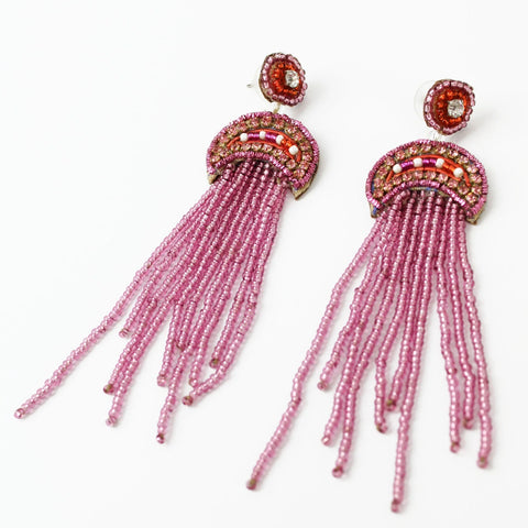 My Doris Pink Hand Beaded Stud Jellyfish Earrings