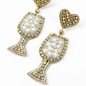 My Doris Hand Beaded White Wine Spritzer Stud Earrings
