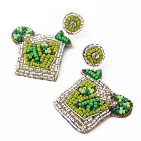 My Doris Hand Beaded Mojito Cocktail Stud Earrings