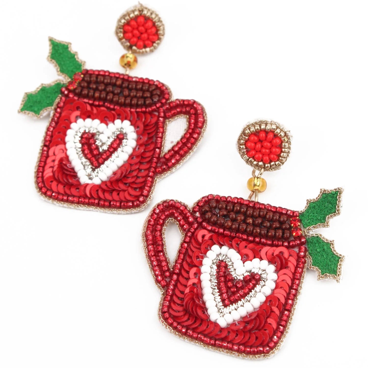 My Doris Hand Beaded Hot Chocolate Stud Earrings
