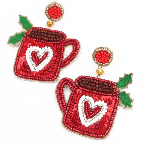 My Doris Hand Beaded Hot Chocolate Stud Earrings