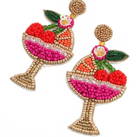 My Doris Hand Beaded Fruity Cocktail Stud Earrings