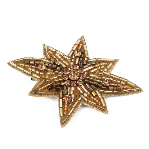 My Doris Hand Beaded Large Gold Star Hairslide