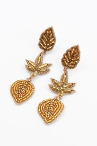 My Doris Statement Hand Beaded Autumn Leaf Triple Stud Earrings