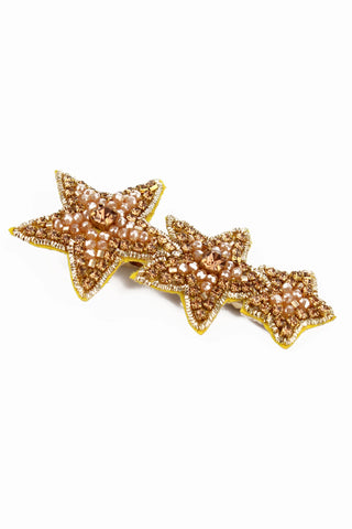 My Doris Hand Beaded Triple Gold Star Hairslide