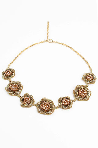 My Doris Hand Beaded Gold Flower Necklace