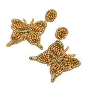 My Doris Gold Beaded Butterfly Earrings