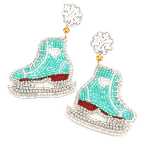 My Doris Hand Beaded Ice Skate Stud Earrings