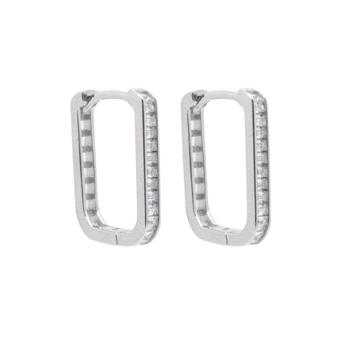 Piccadilly Lily Crystal Rectangle Sterling Silver Earrings
