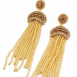 My Doris Hand Beaded Gold Jellyfish Stud Earrings