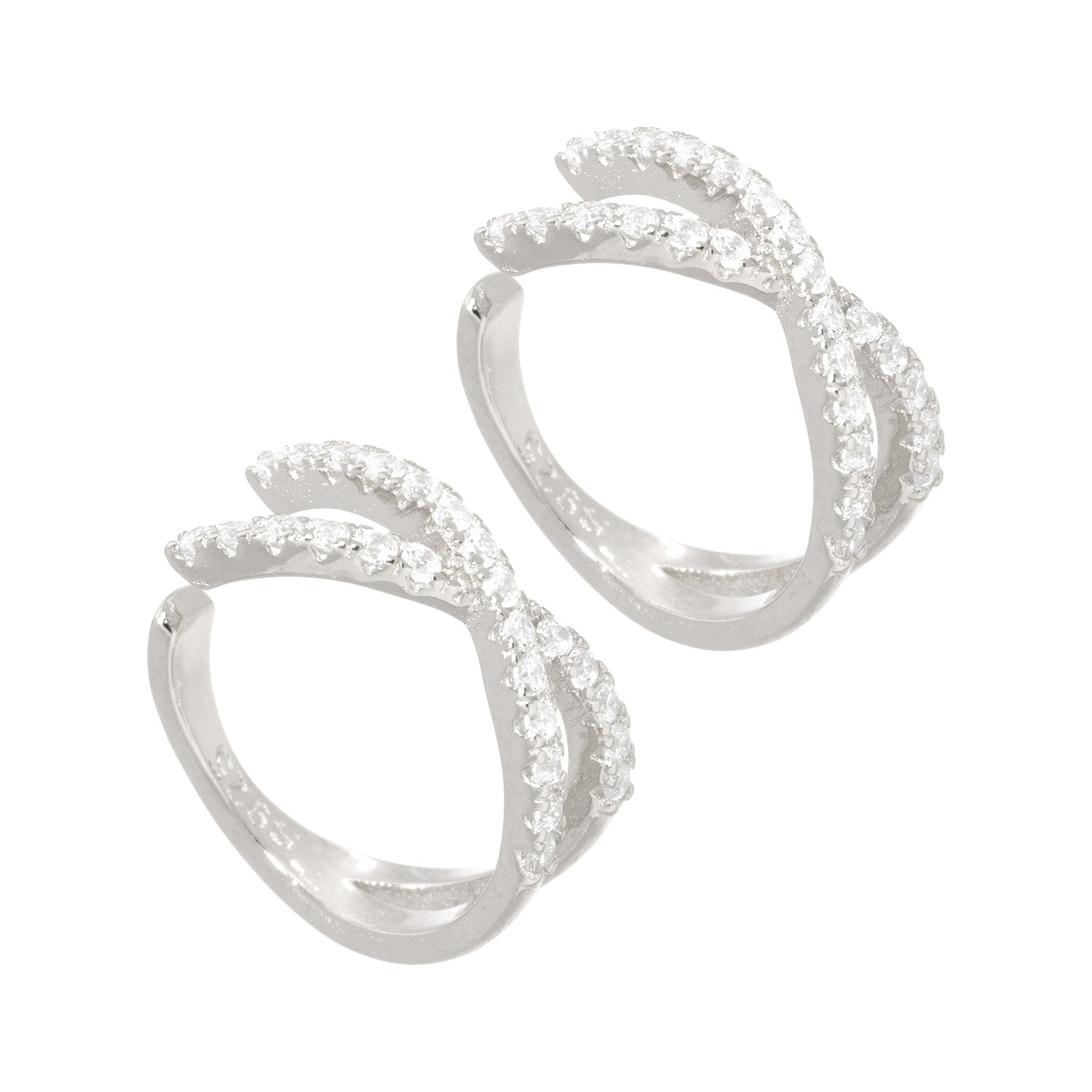 Lillys Amsterdam Sterling Silver Crystal Star Ear Cuff Earring