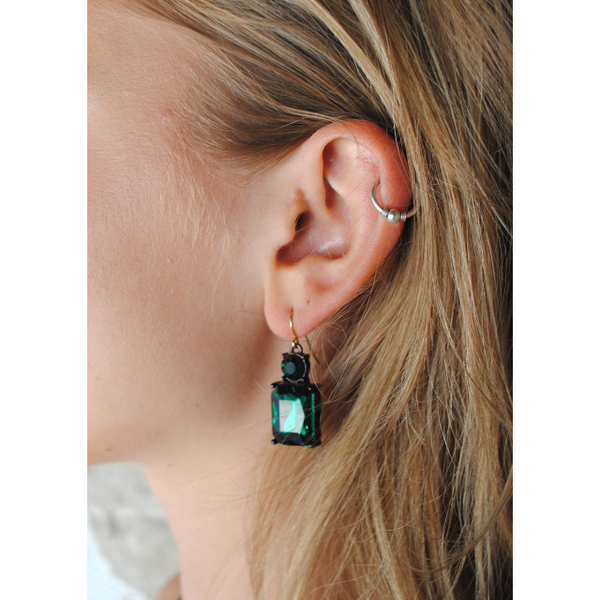 Last True Angel Dark Green Gem Earrings