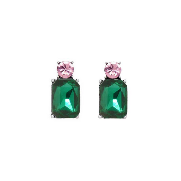 Last True Angel Mini Emerald Green & Pink Gemstone Stud Earrings