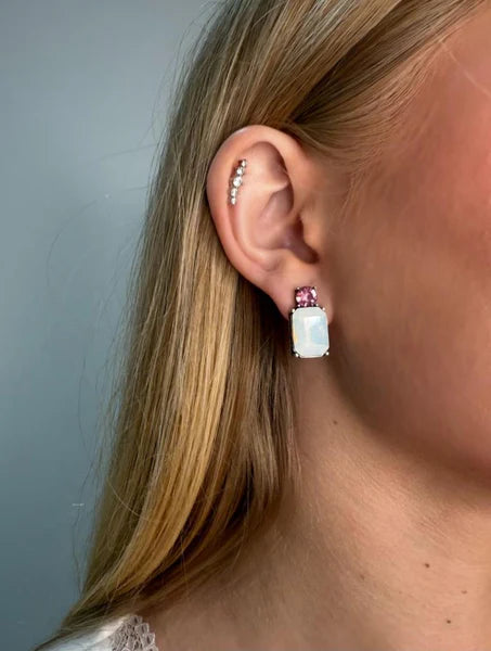 Last True Angel Mini Emerald Green & Pink Gemstone Stud Earrings