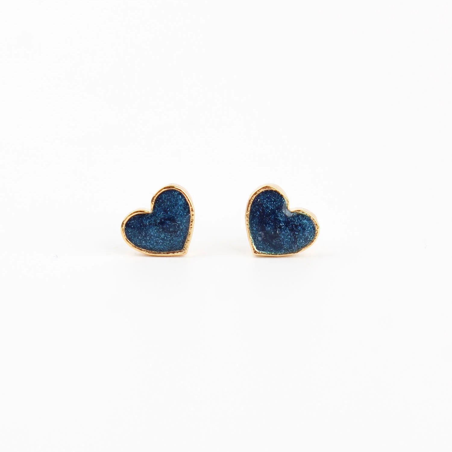 My Doris Small Navy Enamel Heart Stud Earrings