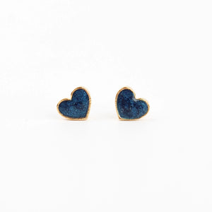 My Doris Small Navy Enamel Heart Stud Earrings