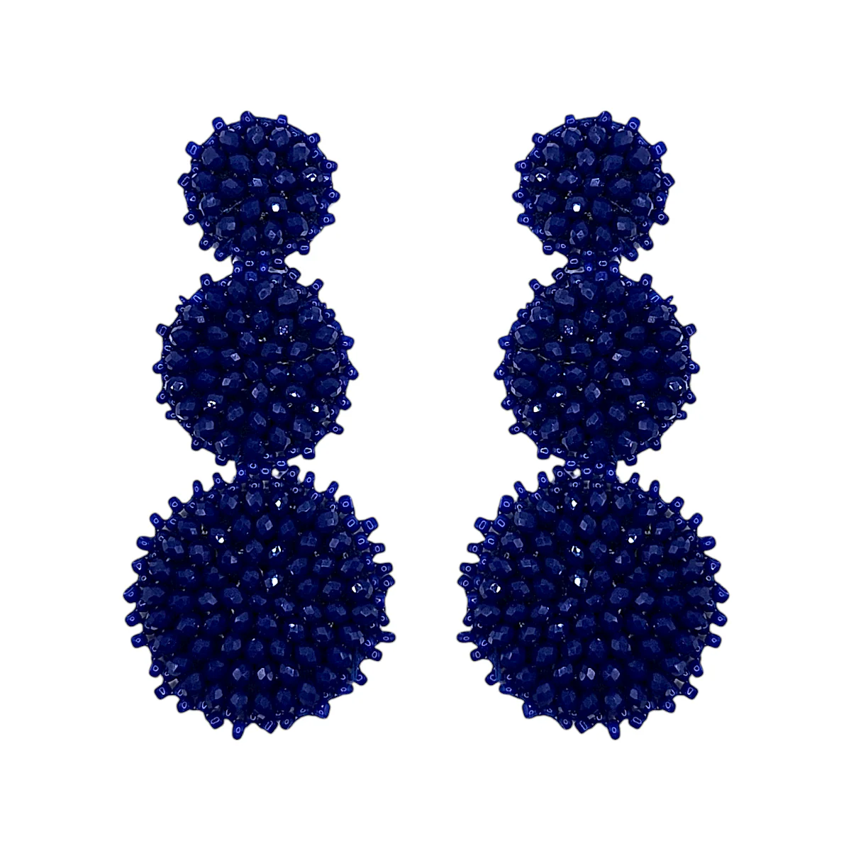 The Narratives Lapis Blue Triple Crystal Drop Stud Earrings