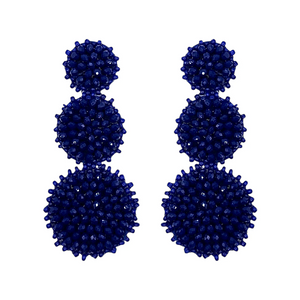 The Narratives Lapis Blue Triple Crystal Drop Stud Earrings