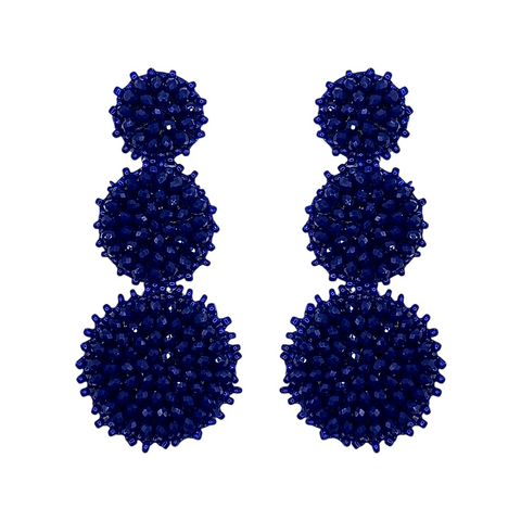 The Narratives Lapis Blue Triple Crystal Drop Stud Earrings