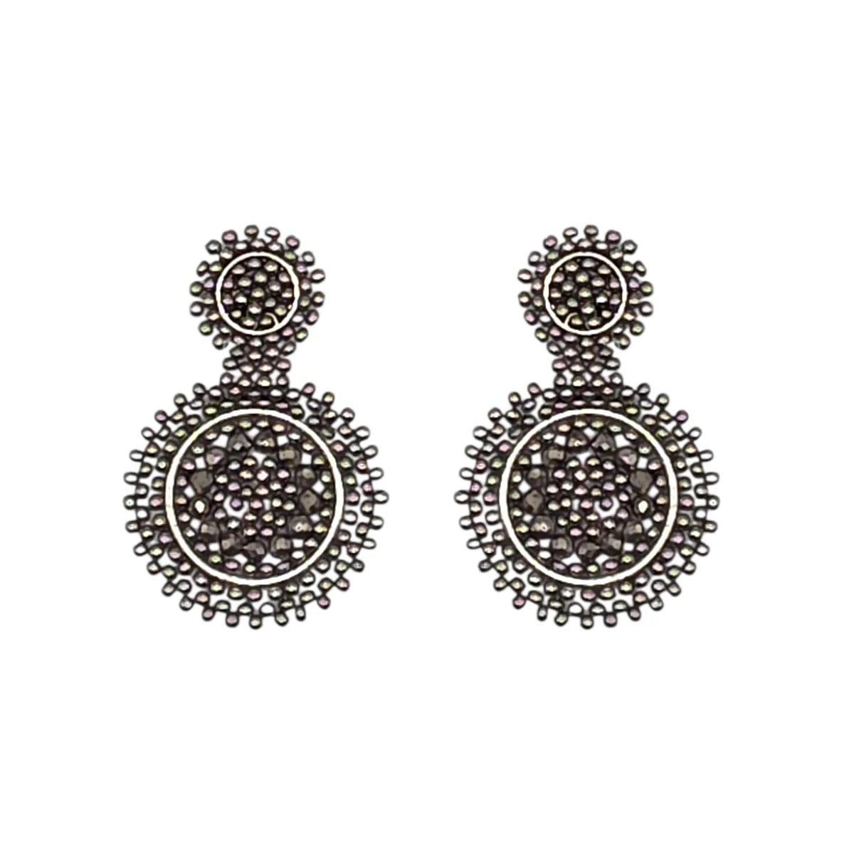 The Narratives Hematite Grey Mini Beaded Stud Earrings