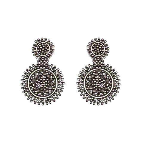 The Narratives Hematite Grey Mini Beaded Stud Earrings