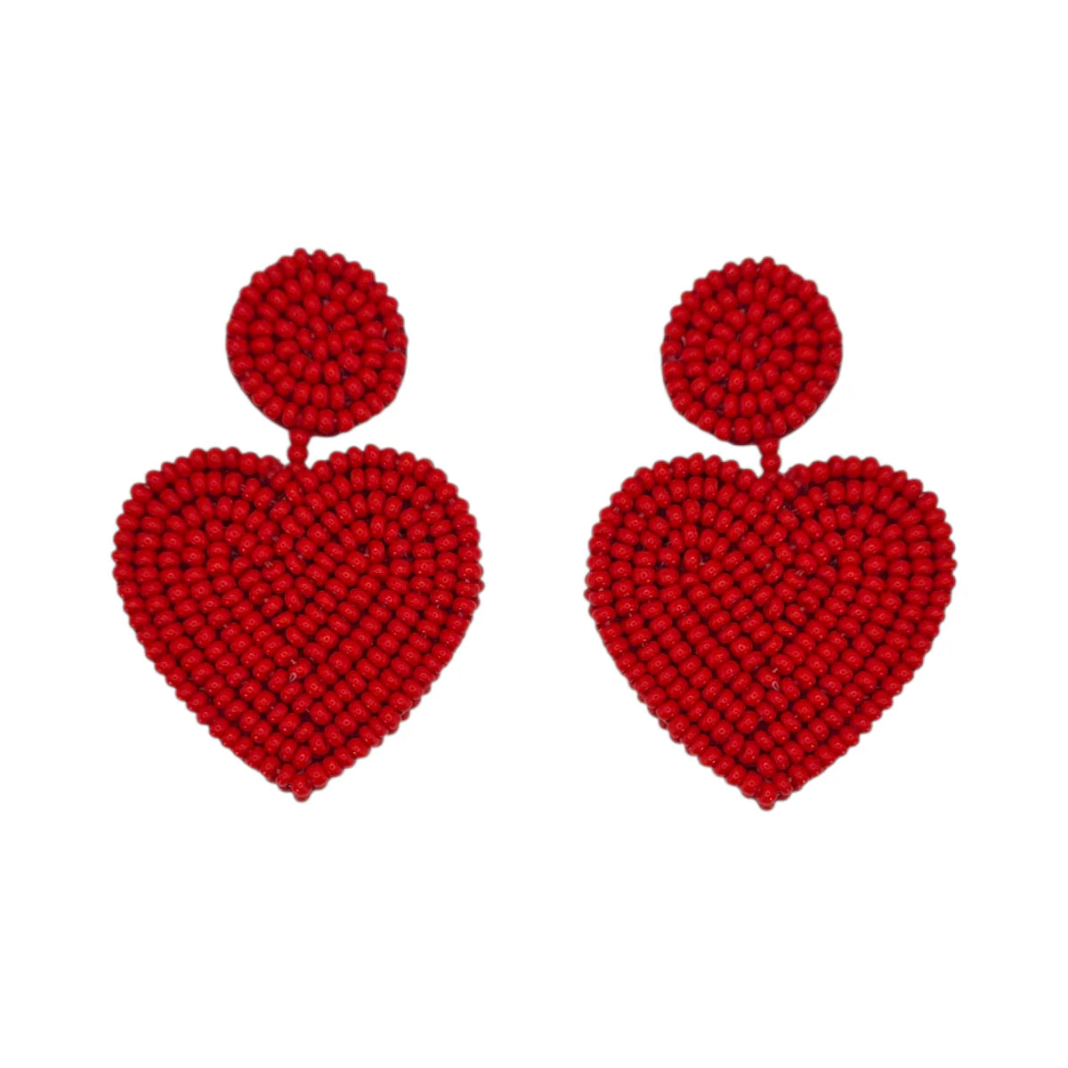 The Narratives Red Beaded Heart Stud Earrings