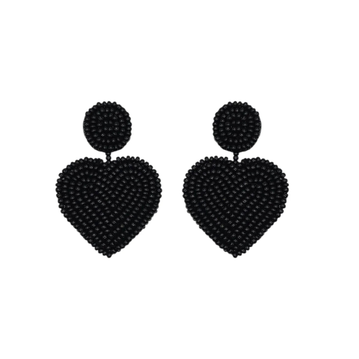 The Narratives Black Beaded Heart Stud Earrings
