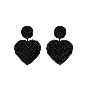 The Narratives Black Beaded Heart Stud Earrings