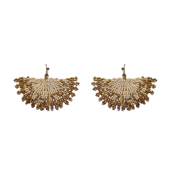 The Narratives Gold Beaded Fan Earrings