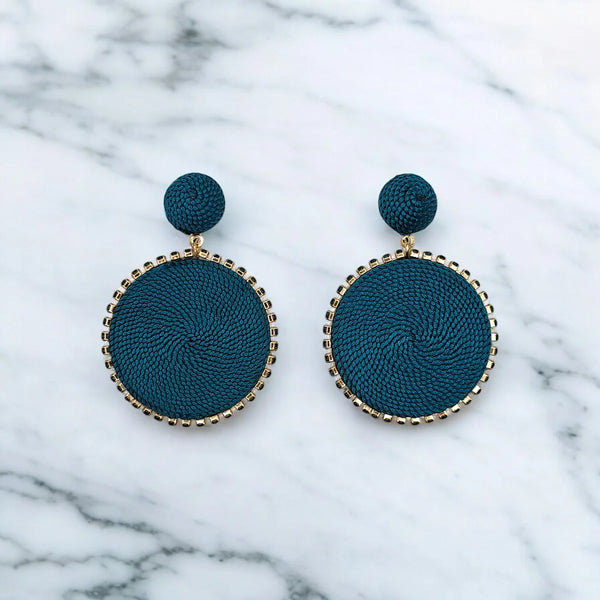 The Narratives Teal  Woven Statement Stud Earrings