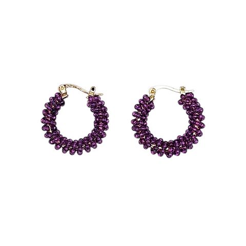 The Narratives Opaque Purple Mini Hoop Earrings