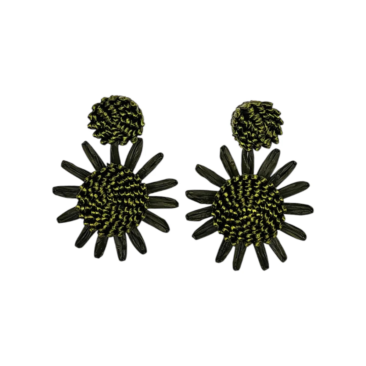 The Narratives Olive Green Raffia Statement Earrrings