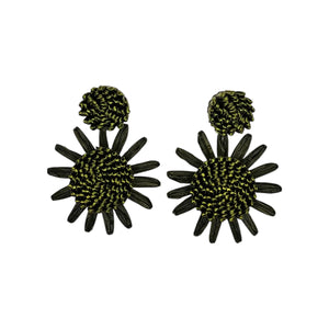 The Narratives Olive Green Raffia Statement Earrrings