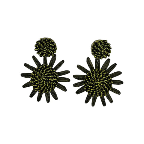 The Narratives Olive Green Raffia Statement Earrrings