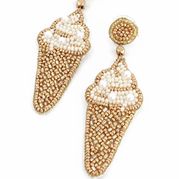 My Doris Hand Beaded Pearl Ice Cream Stud Earrings