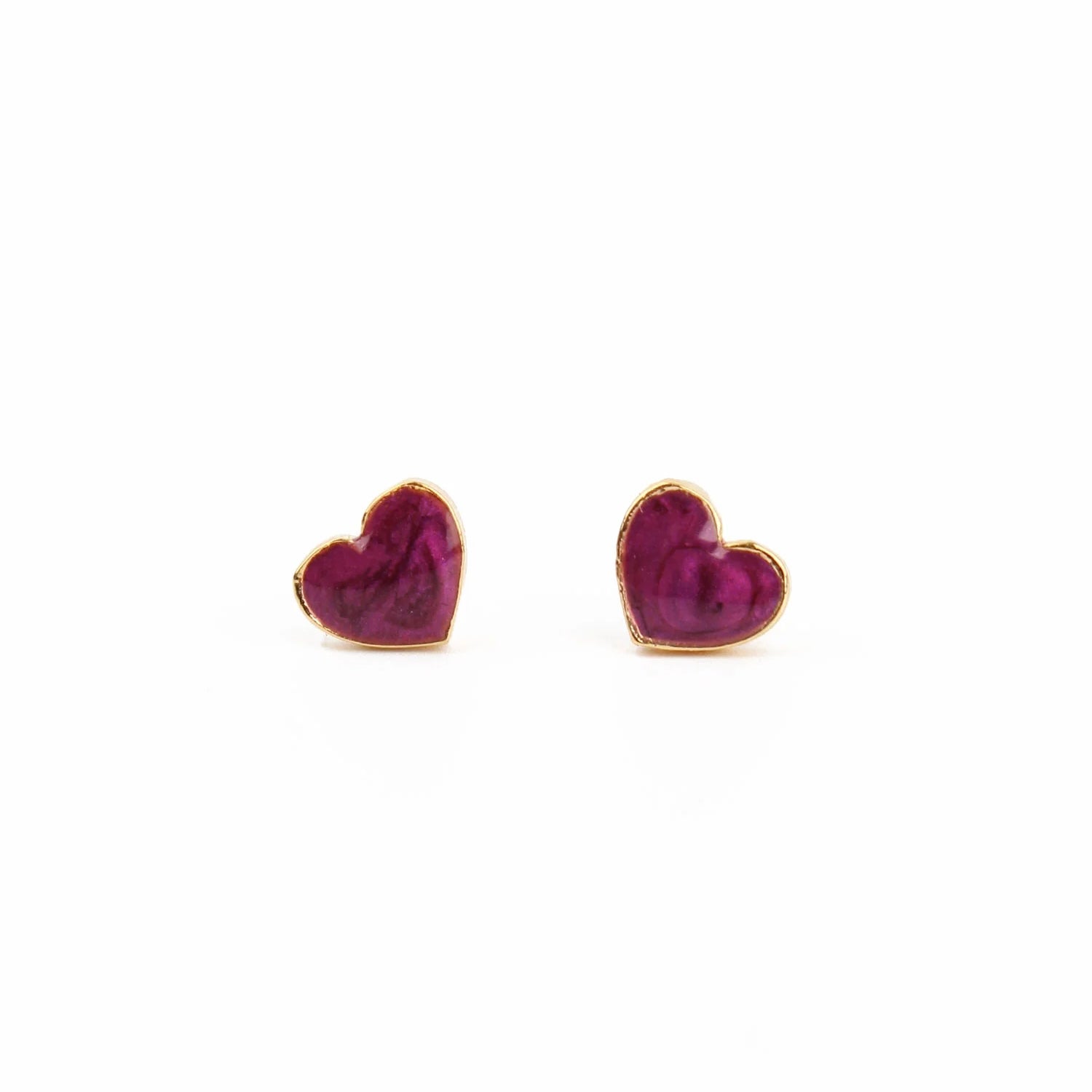 My Doris Small Purple Enamel Heart Stud Earrings