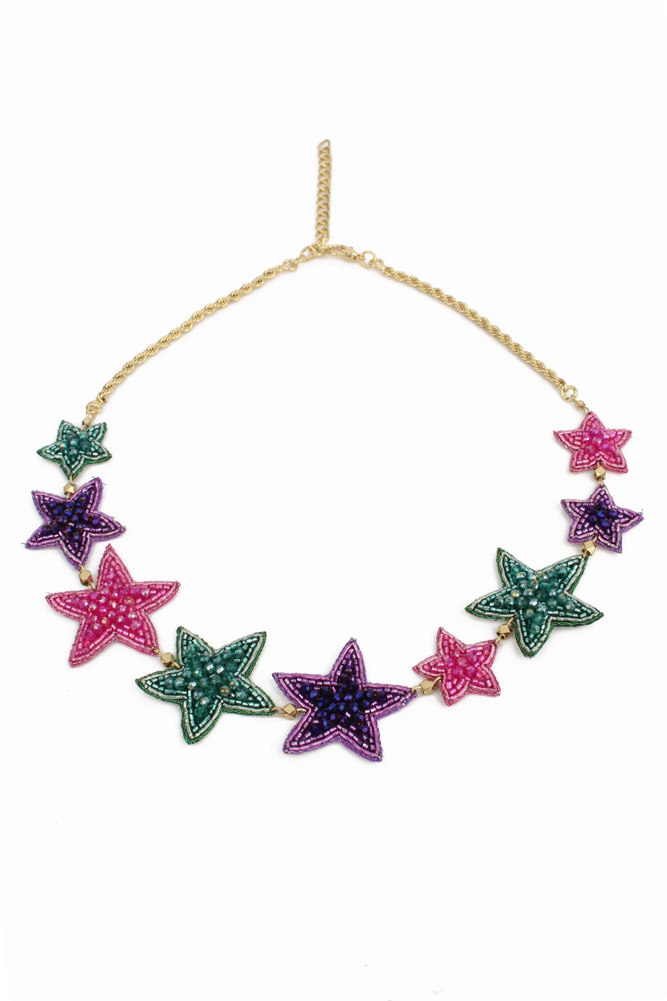 My Doris Hand Beaded Rainbow Star Necklace