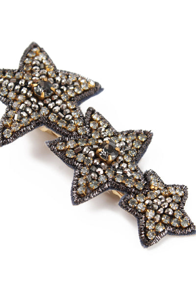 My Doris Hand Beaded Silver & Gunmetal Star Hair Slide