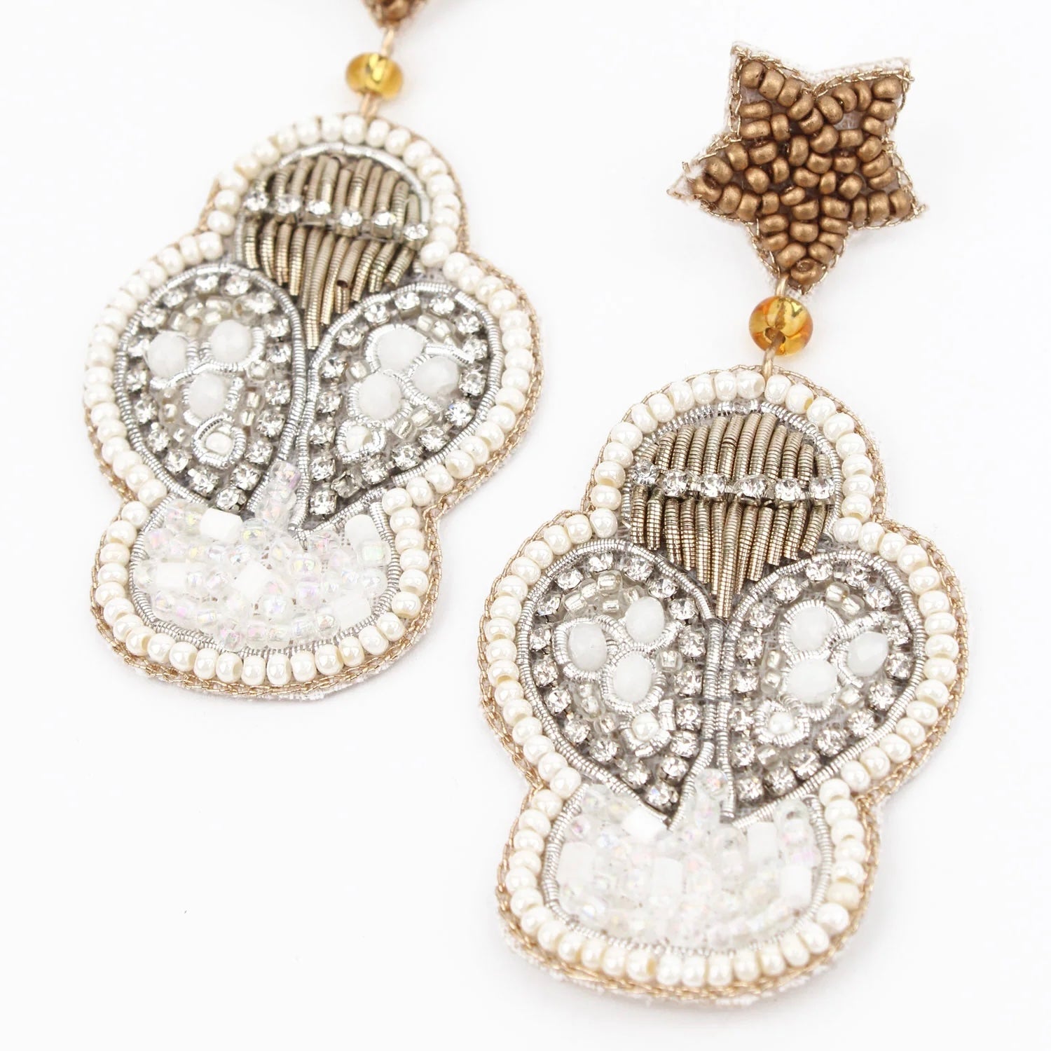 My Doris Hand Beaded Christmas Angel Stud Earrings