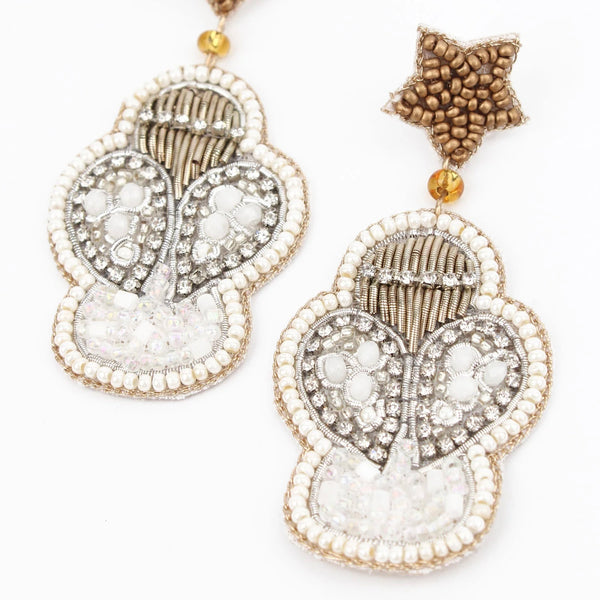 My Doris Hand Beaded Christmas Angel Stud Earrings