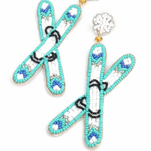My Doris Hand Beaded Ski Stud Earrings