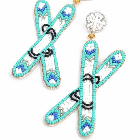 My Doris Hand Beaded Ski Stud Earrings