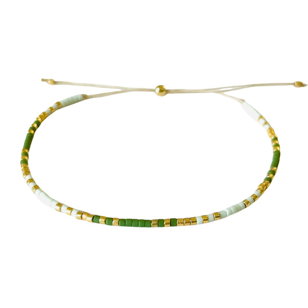 Atteline Green & Cream Miyuki Bead Bracelet