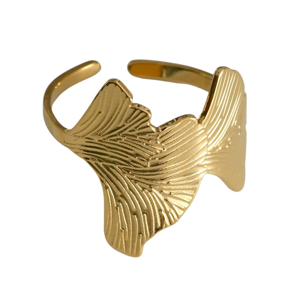 Eclat Paris Statement Ginkgo Flower Golden Ring