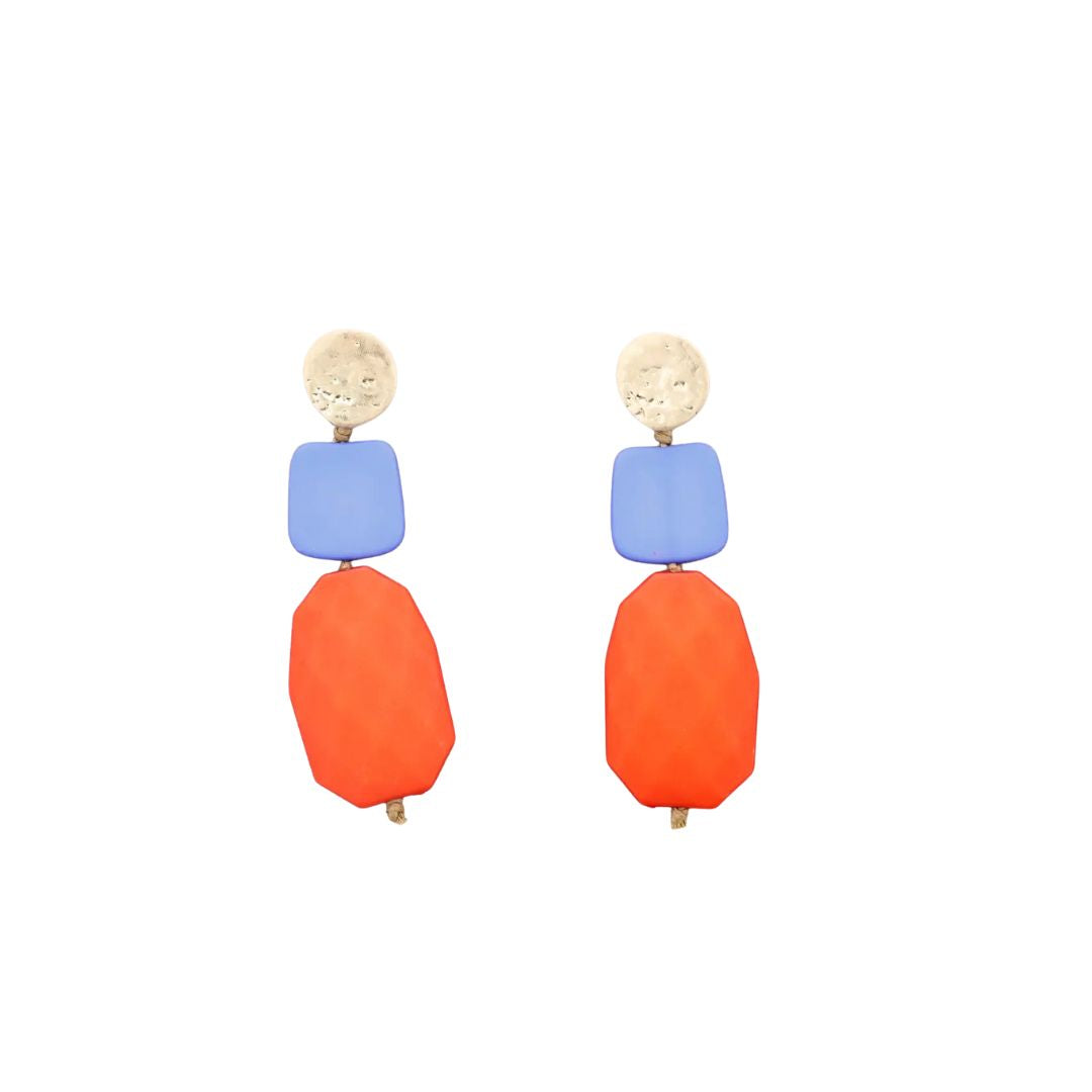 Sonata Purple & Orange Statement Stud Earrings