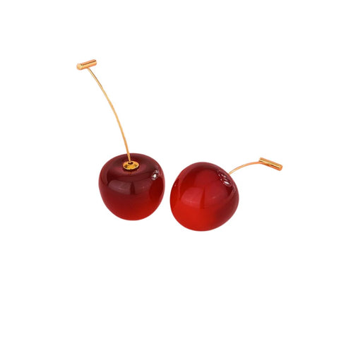 Last True Angel Thread Through Red Cherry Drop Earrings