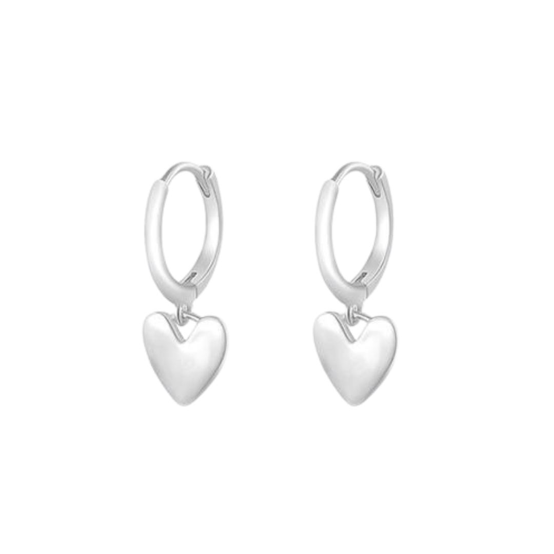 Piccadilly Lily Sterling Silver Heart Huggie Earrings