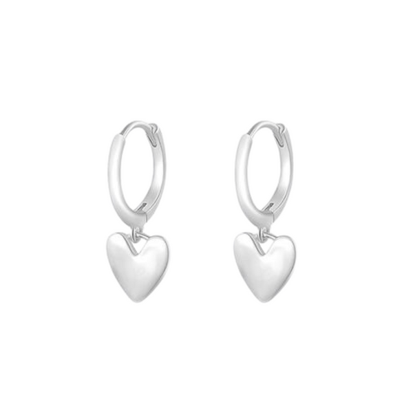 Piccadilly Lily Sterling Silver Heart Huggie Earrings