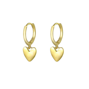 Piccadilly Lily Gold Plated, Sterling Silver Heart Huggie Earrings