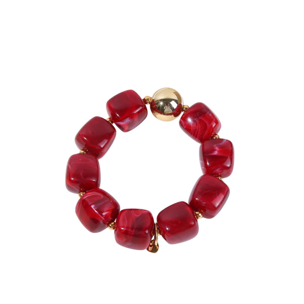 Eclat Paris Burgundy Red Beaded Stretch Bracelet